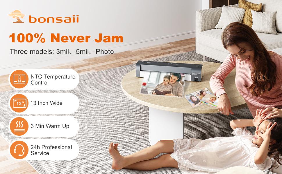 Bonsaii 13 Inch Thermal Laminator Machine, Laminator Machine 11x17 with Never Jam Technology, Safe and Reliable Lamination Machine for Home, Office, and Classroom Organization Supplies - L318-A Fathersdaygift Laminating Kit