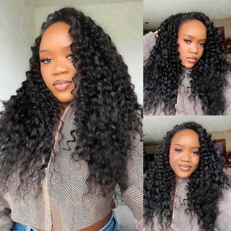 QVR Kinky Straight Crochet Hair Natural Black Machine Made Feather Crochet Human Hair Extension TikTokShopHolidayHaul