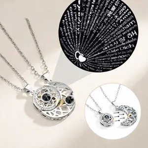 Magnetic Sun & Moon Couple Necklace with 100 Languages I Love You Projection – Romantic Matching Pendant GiftMagnetic Sun & Moon Couple Necklace with 100 Languages I Love You Projection – Romantic Matching Pendant Gift