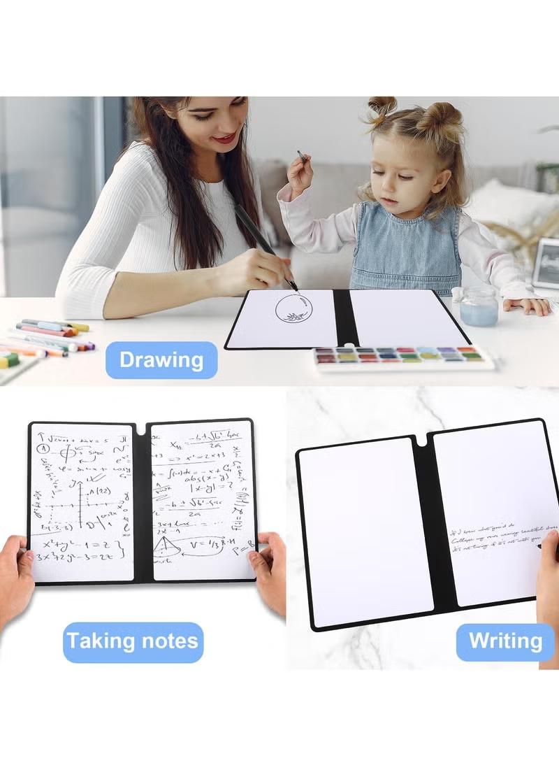 MUNBYN A5 Foldable Whiteboard Small Dry Erase Board With Pen Reusable Erasable Notebook Double- Sided For Drawing, Recording Meetings, Family Reminders, Writing