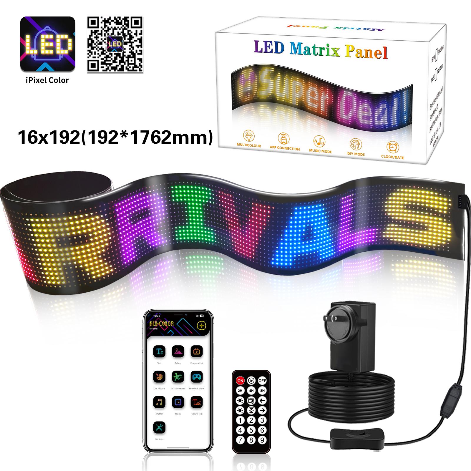 LED Flexible Display Screen Extra-Large Size: 7.56*69.37 Inches with App & Remote Control, Color LED Sign Board for Store Shop Advertisement Display, TikTok Shop Holiday Haul, IP65 Waterproof Soft Large Screen for Window and Front Desk Advertising
