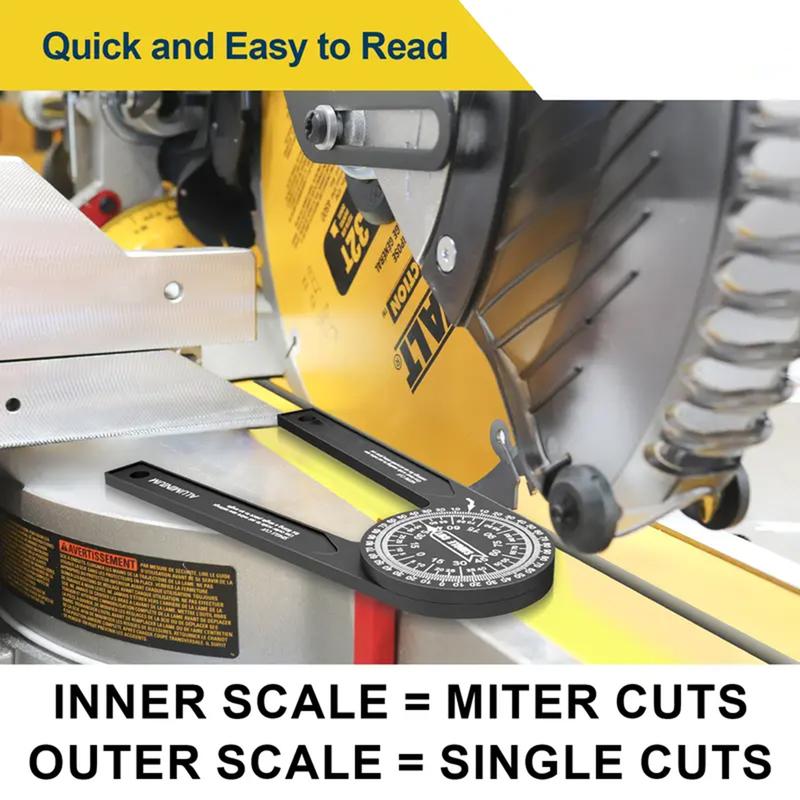 Aluminum Miter Saw Protractor for Woodworking, 360° Angle Finder with Laser-Engraved Scales Compatible with DW7084, Fits DW703, DW706, DW708, DW712, DW715, DW716, DW717, DW718, DWS780