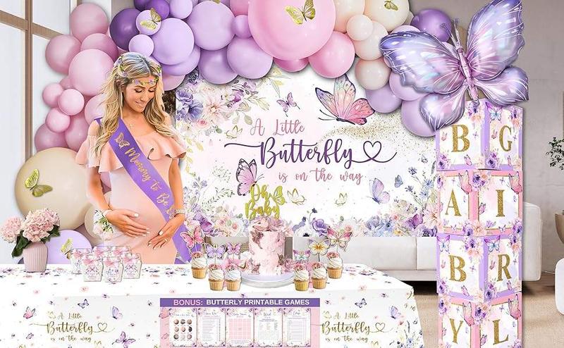 Pink & Purple Butterfly Baby Shower Party Decor