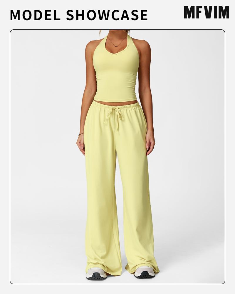 MFVIM Women's Fitness Suit 2 Piece High Waisted Pants With Padded Stretch Sports Bra Set Fitness Clothing solid sportswear athletic tracksuits sport outfit activity sporty Breathable