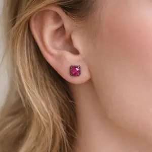 Sterling Silver Ruby Stone Stud Earrings