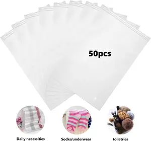50 Packs 7.87x9.84 Inches Frosted Zipper Bags for Clothes, Resealable Plastic Mailers, Bikini Bags with Slider Closure for Swimsuit, Bathing Suit, T Shirt Packaging
