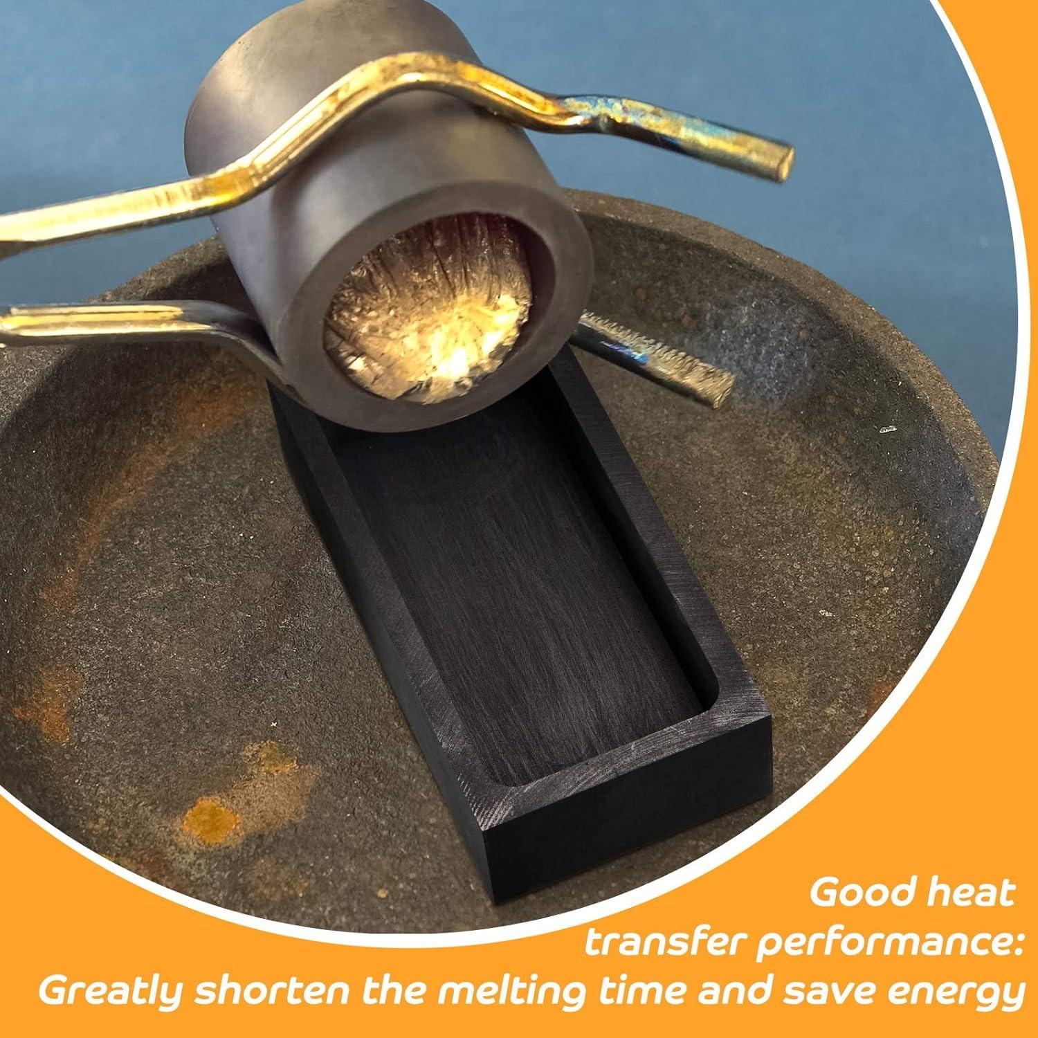 2 Pieces Graphite Ingot Mould Crucible Mould for Casting Gold Silver Metal Aluminum Copper Brass Melting Refining(4 x 2 x 1 Inch)