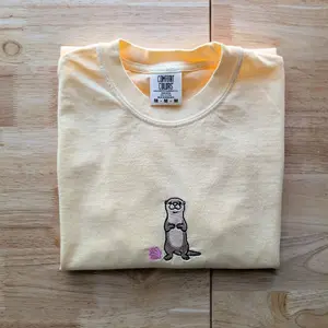 Comfort Colors Embroidered Sea Otter Heavyweight Cotton T-Shirt