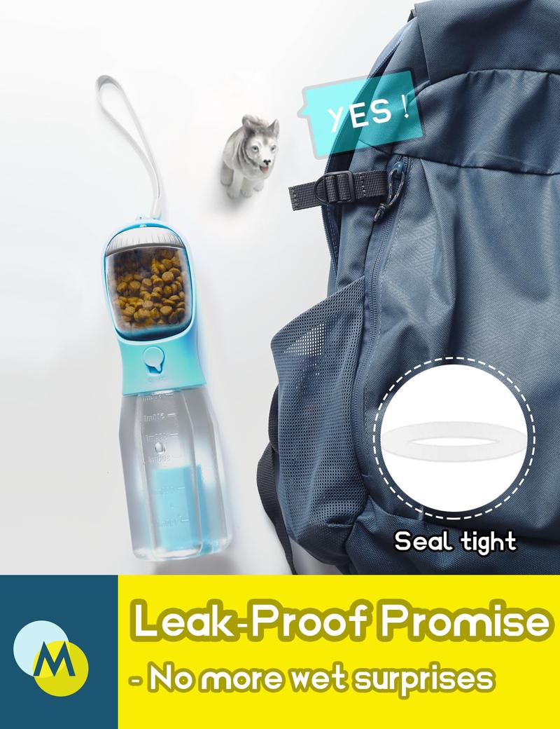 Portable Water Bottle for Dogs, 3 in 1 Pet Travel Bowl Dispenser with Food Treat Container & Poop Bag Holder, Summer Outdoor Walking Hiking Accessories for Large Dog On The Go - Blue, 20oz Portable Water Bottle for Dogs, 3 in 1 Pet Travel Bowl Dispenser with Food Treat Container & Poop Bag Holder, Summer Outdoor Walking Hiking Accessories for Large Dog On The Go - Blue, 20oz