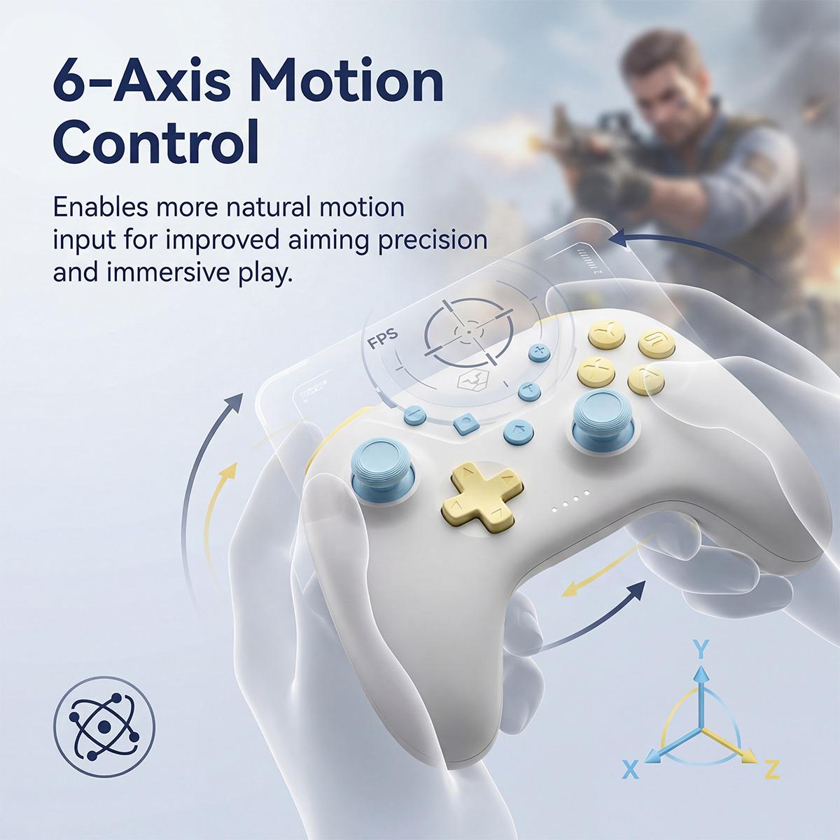 AOLION ROCOCO Wireless Bluetooth Controller Compatible with Switch, Gamepad for PC, Mobile & Tablet, Ergonomic Grip, Rechargeable