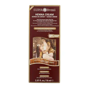 Surya Brasil Henna Cream Golden Blonde - 98% Natural Ingredients, Vegan, Cruelty-Free, Eco-Friendly, Semi-Permanent Hair Color, Deep Hydration & Shine, 2.37 oz