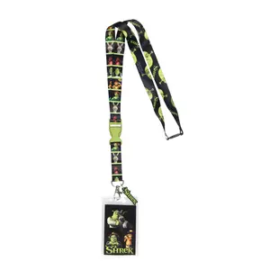 Shrek Ogre ID Reversible Lanyard Badge Holder Shrek Donkey Fiona Puss in Boots Character Card Shrek Rubber Charm Pendant