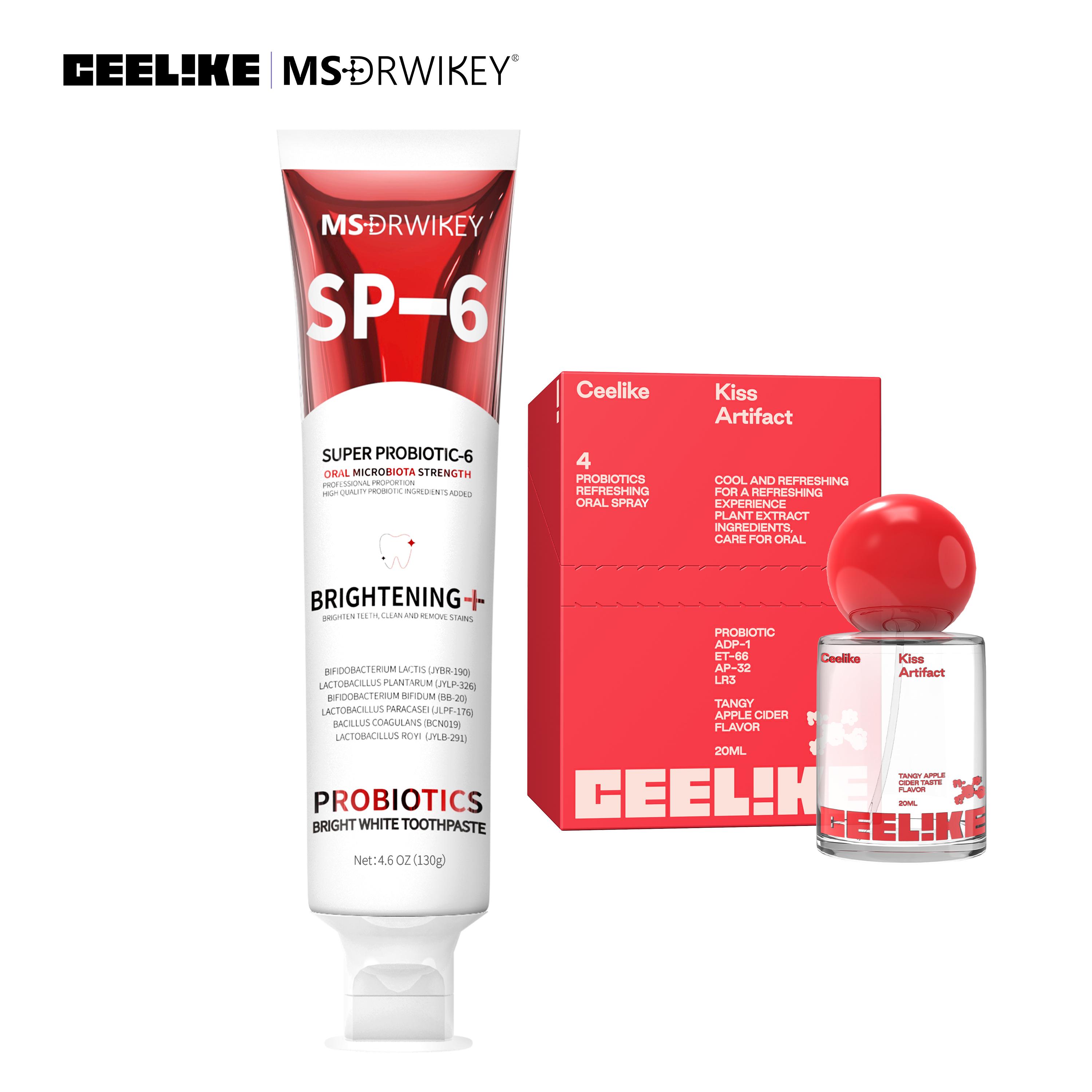 CEELIKE｜MSDRWIKEY Set-1 Toothpaste+1 Probiotic Oral Spray - Apple Vinegar Flavor｜Multi-Function Oral Care, Long-Lasting Freshness & Enamel Repair