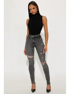 Tall Living Life High Stretch Skinny Jeans Black Wash Regular 29" Inseam & Tall 32" Inseam Ripped 11" High Rise Shaping Dart Detail Faux Front Pockets Functional Back Pockets