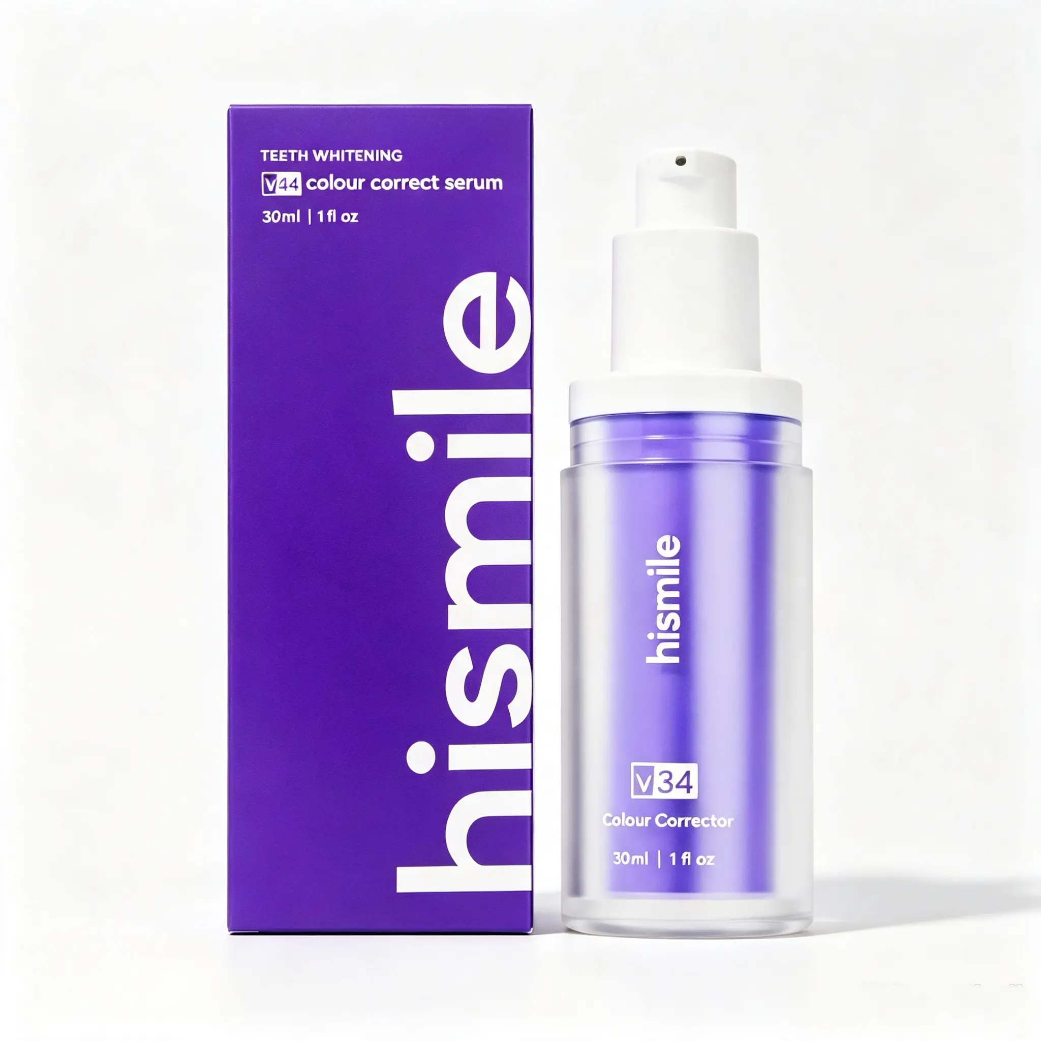 V34 Colour Corrector Serum Value Set, Purple Toothpaste & Tooth Serum, Gently Neutralise Yellow Surface Stains, Temporary Color Corrector for a Brighter‑Looking Smile