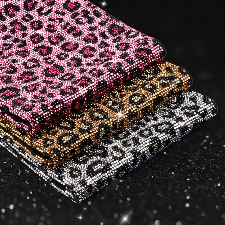 Queen's Land Leopard Print Diamond Bling Sparkly Car Steering Wheel Cover with Crystal Rhinestones, 3PCS Segmented Stylish Protector, Universal 13-15 Inch Fit for Women;Christmas Gift;Holiday Gift,car accessories for girls