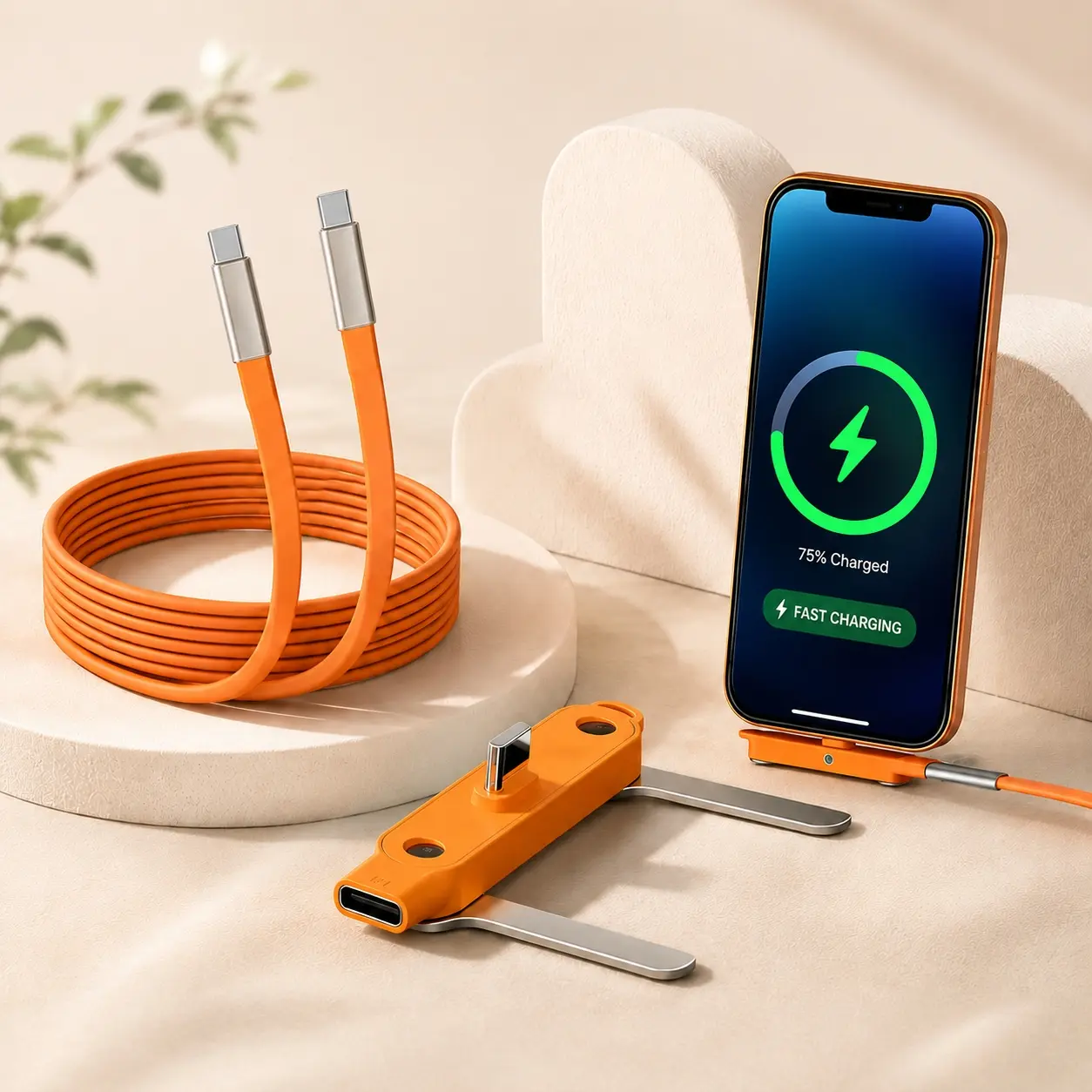 240W USB-C Fast Charging Cable with Phone Stand - Back to School Essential Multi-Functional Charger for iPhone 15/16/17, Smartphone, Cellphone, Electronic Devices, Phones, Tablets, Gaming Setup,back to school,back to school haul