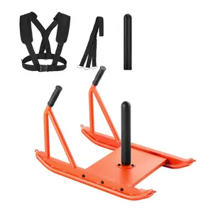 Weight Sled, Steel Power Sled for Fitness and Strength Training, Athletic Speed Conditioning Equipment with Handle, Heavy Duty Sled for Interval Training, Compatible with 1/2 In Weight Plates, Orange Finish