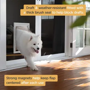 Hakuna Pets White Deluxe Aluminum Medium Door for Doors up to 2.76" Thick, for Cats and Dogs up to 42 lbs