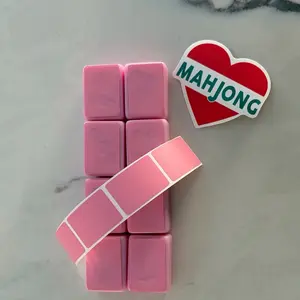 8 Hobby Lobby Pink Mahjong Stickered Tiles - Blanks + 4 Extra Stickers