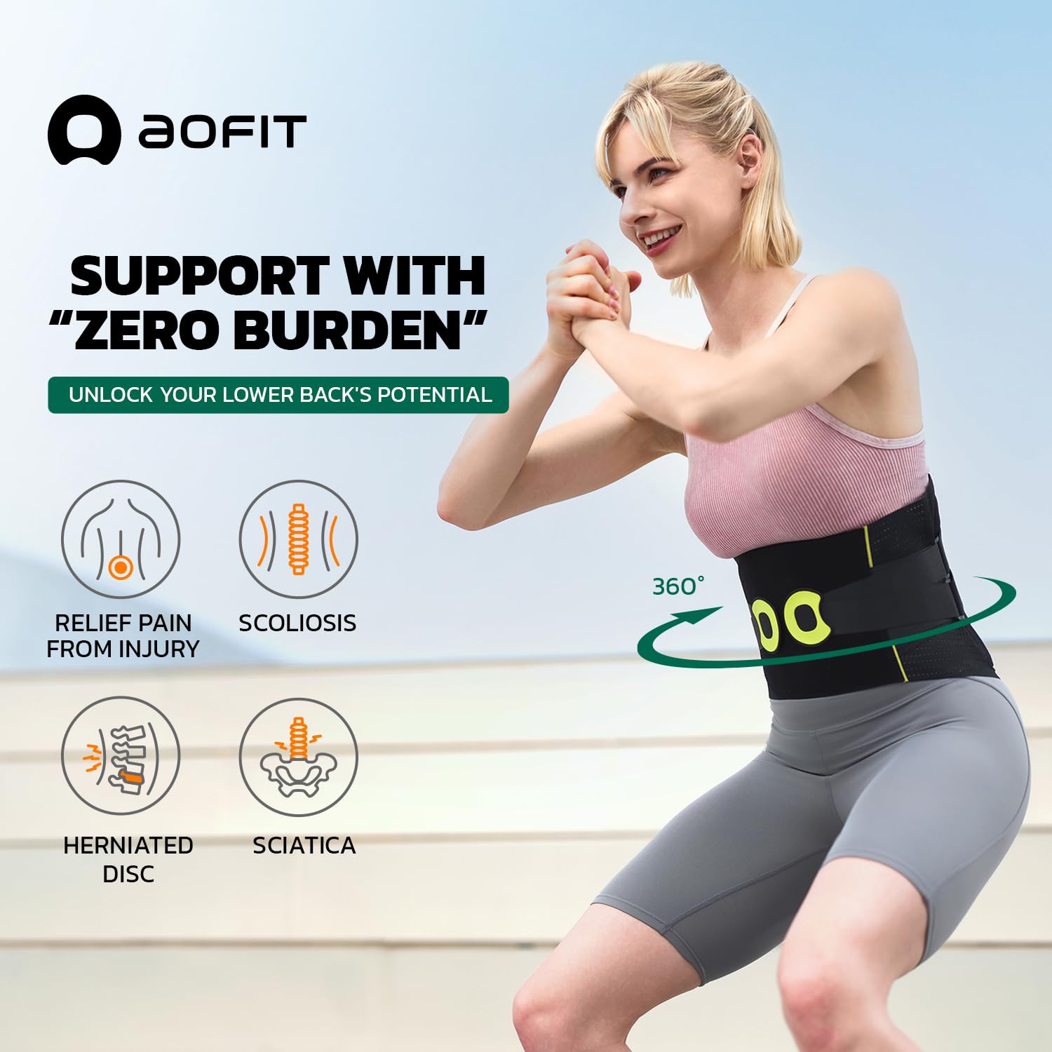 aoFIT Back Brace，Corset Waist TrainerBelt，Women's Sports，Sweat Belt for Men，Waist Support，Waist Trainer，Body shaping belt，springtok,FallFreshness