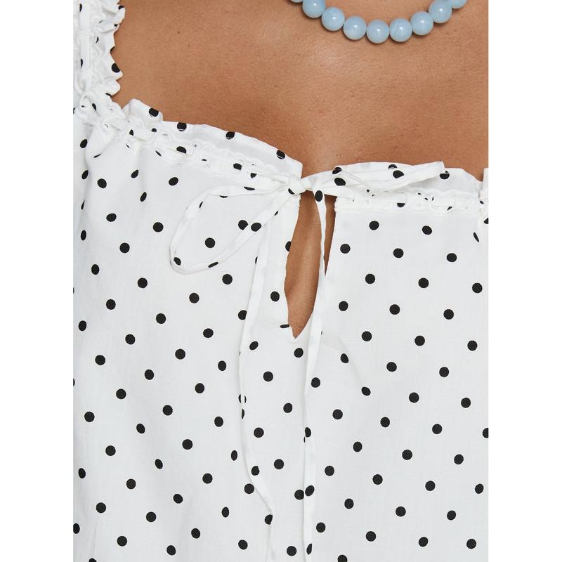 Swing Mini Dress White Polka Dot