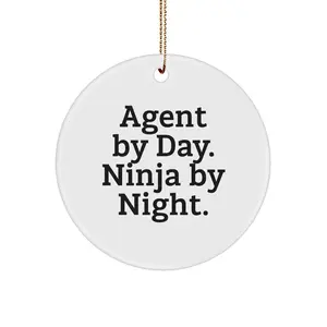 Agent Gifts from Friends, Agent Circle Ornament, Agent By Day. Ninja By Night. Christmas Unique Gifts