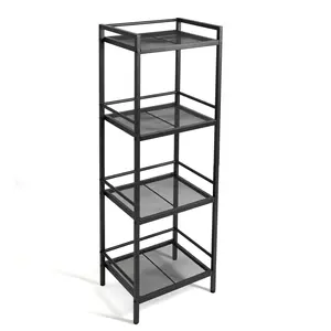 Garvee 4 Tier Bathroom Shelves, Ladder Shelf for Bathroom Storage, Space-Saving Design, Shelf Freestanding Stylish Storage Solution for Home Living Room Kitchen Office Black