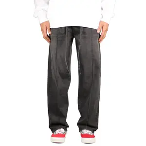 Fade Black Pleated Wide Jeans