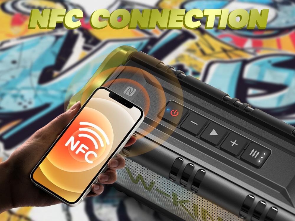 W-KING D8 Bluetooth Speaker 90W Peak Power 50W Deep Bass 2 Subwoofers IPX6 Waterproof EQ TF AUX NFC for Pool Party Travel Smart Audio Speaker Green