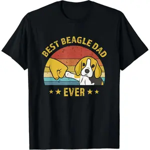 Cute Best Beagle Dad Ever Vintage Puppy Lover Retro Design T-Shirt