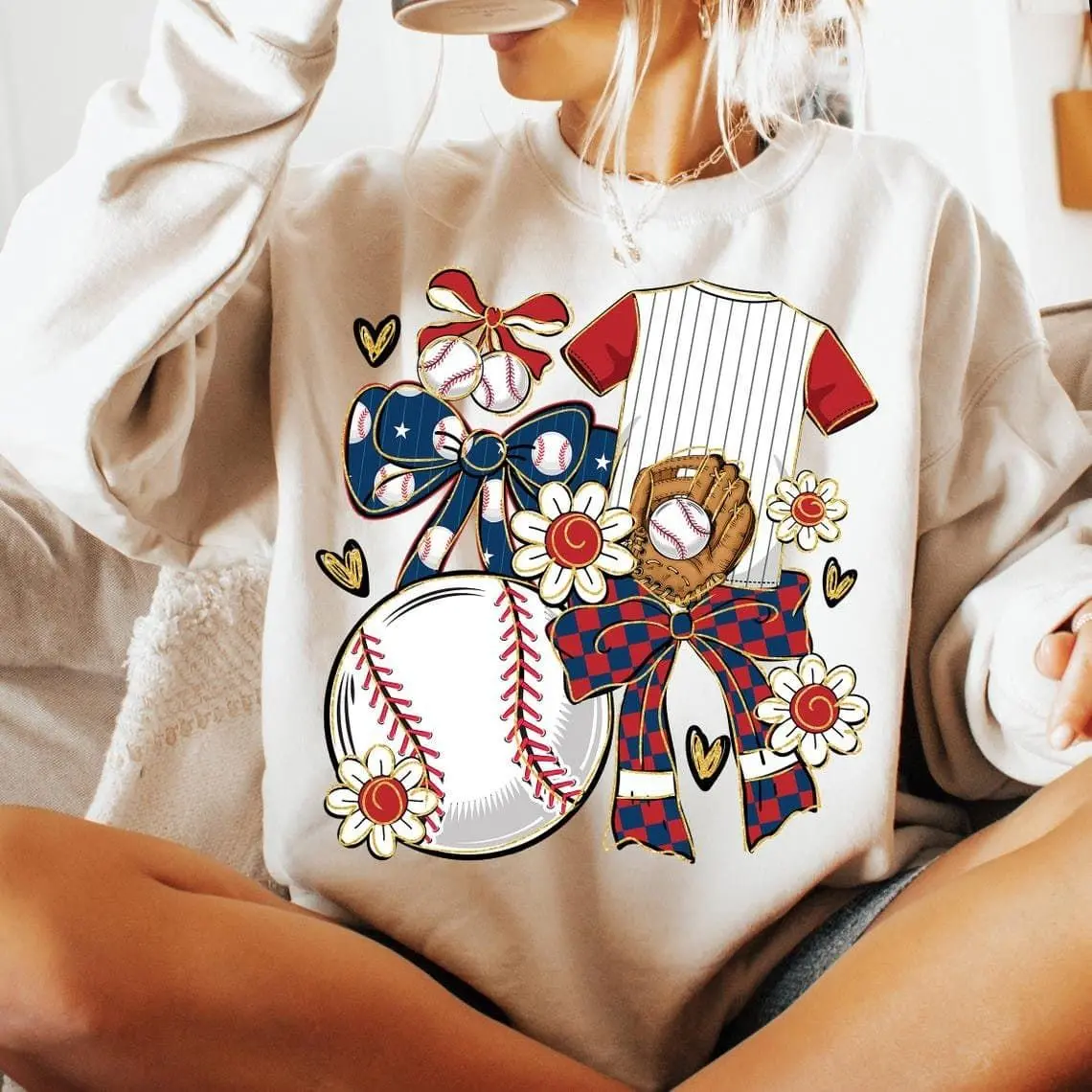 [Sale off up to 50%] Baseball Coquette Sweatshirt, Game Day, Floral Baseball Bow, Baseball Mama, Baseball Mom Shirt, Checkered, streetwear graphic tee