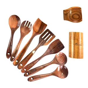 Wooden Kitchen Utensils set 9 PCS Wooden Cooking Spoons and Spatula for Cooking Wooden Kitchen Utensils set 9 PCS Wooden Cooking Spoons and Spatula for Cooking