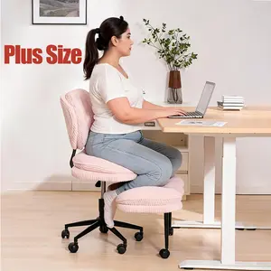 【New-in】Extra-Wide Cross Legged Office Chair – Meditation & Yoga-Friendly, Plush Corduroy Seat, 360° Swivel & Ergonomic Support for Office & Relaxation
