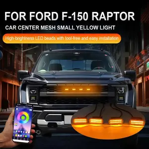 LED Car Lights Front Grille Lights With Harness Eagle Eye Lamp FOR FORD F-150 RAPTOR Center Mesh Small Yellow Light Bright Clear Lighting Easy Installation