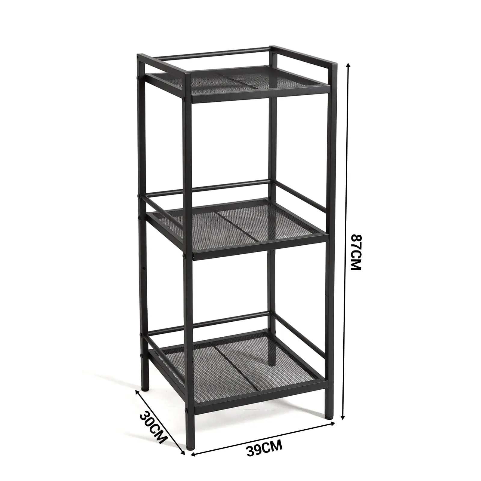Garvee 3 Tier Ladder Shelf for Bathroom and Home Storage, Space-Saving Freestanding Rustic Organizer, Multifunctional Shelving Unit for Living Room, Bedroom, Kitchen, Office in Black