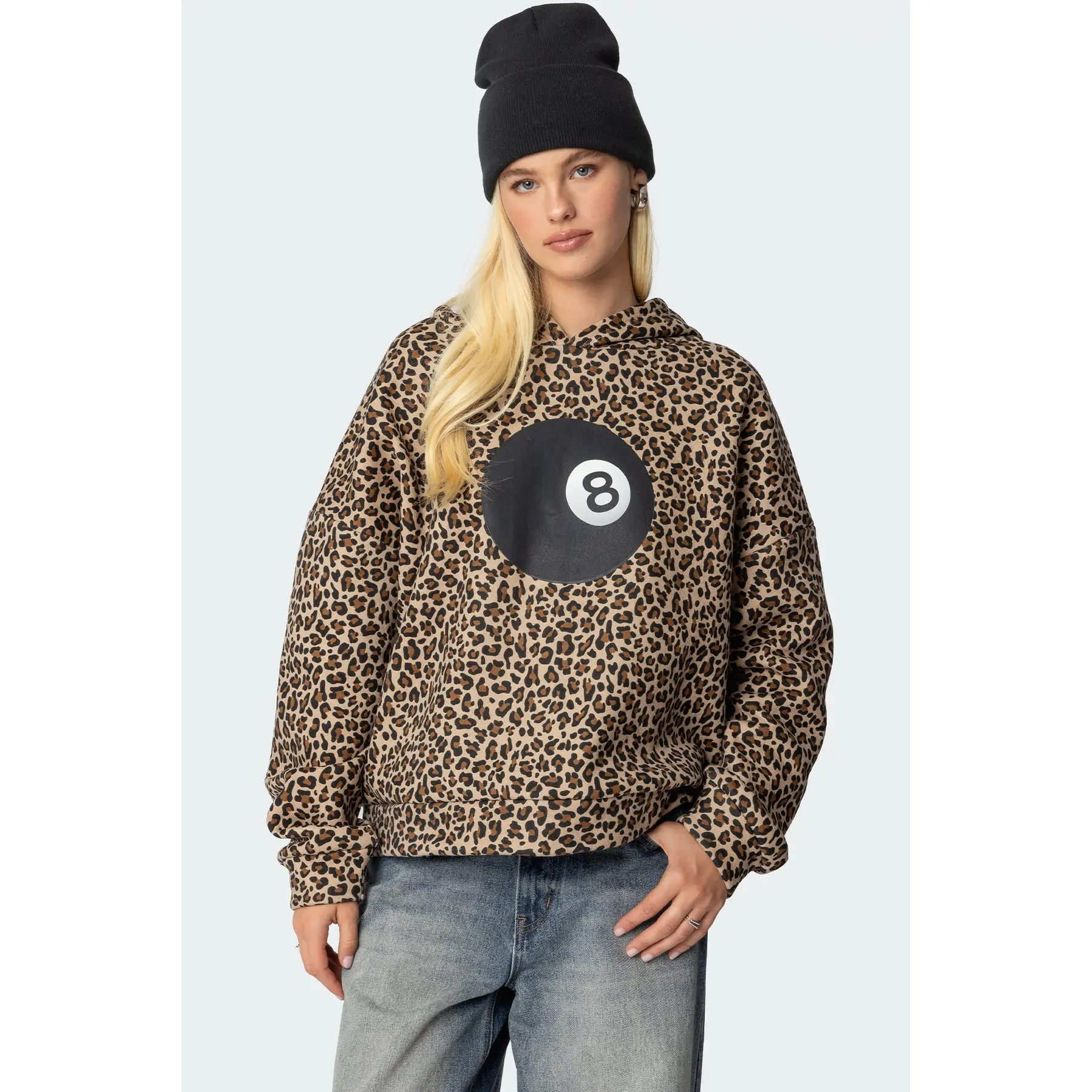 Leopard 8 Ball Oversized Hoodie