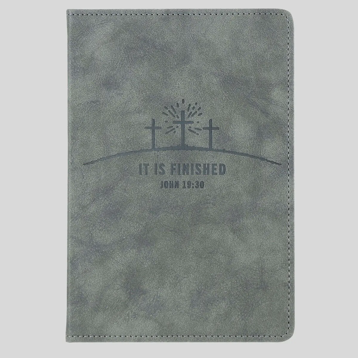 Kerusso Men's Faux Leather Journal, "It Is Finished" Inspirational Quotes Design, 5.75" x 8.5" x 0.75", 192 Lined Pages, Lay-Flat Binding, Ribbon Marker, Ideal for Bible Study, Focus on Faith Reminder