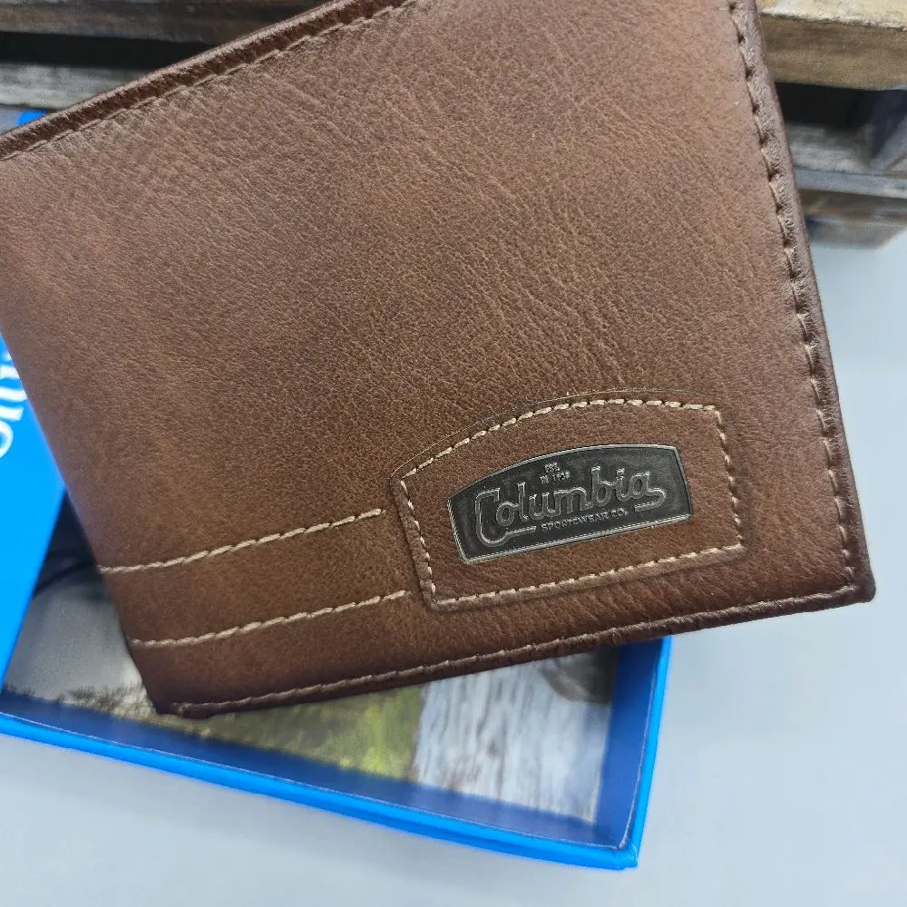 Columbia Bifold Men's Wallet Brown 4.5x3.5 Inches Coated Leather