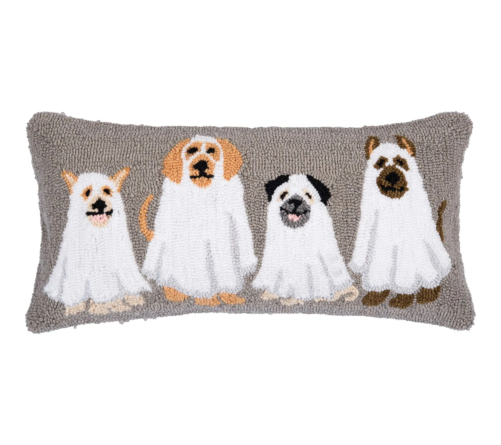 Halloween Trick or Treat Ghost Dogs Pillow  by Valerie