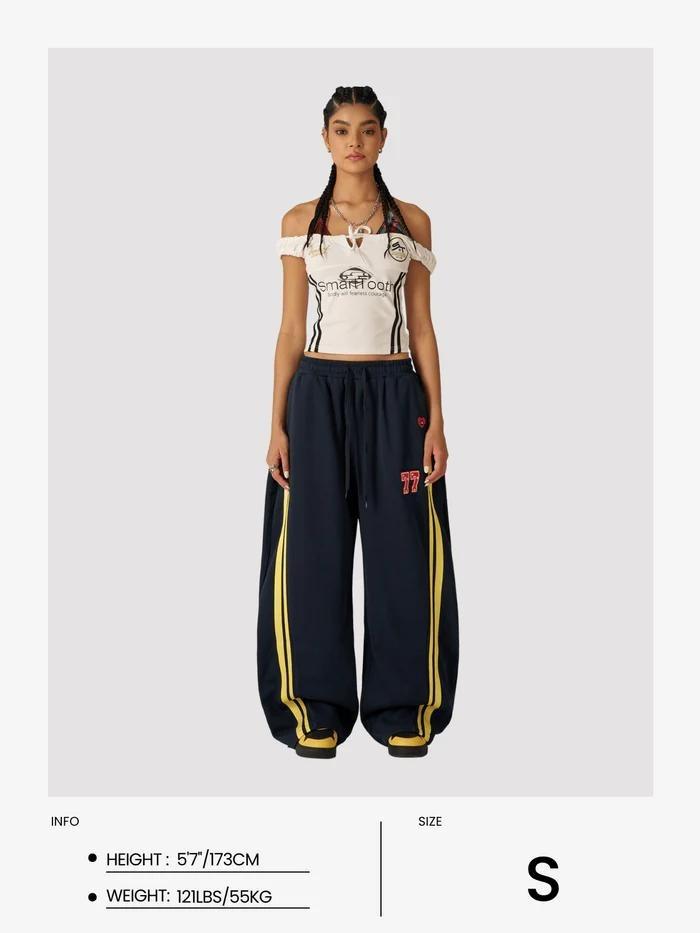 Aelfric Eden Unisex Baggy Barrel Striped Bucket-Style Sweatpants Elastic Waist with Drawstring Casual Low waist Pants with Pockets Vintage Street Style Aelfric Eden Unisex Baggy Barrel Striped Bucket-Style Sweatpants Elastic Waist with Drawstring Casual Low waist Pants with Pockets Vintage Street Style