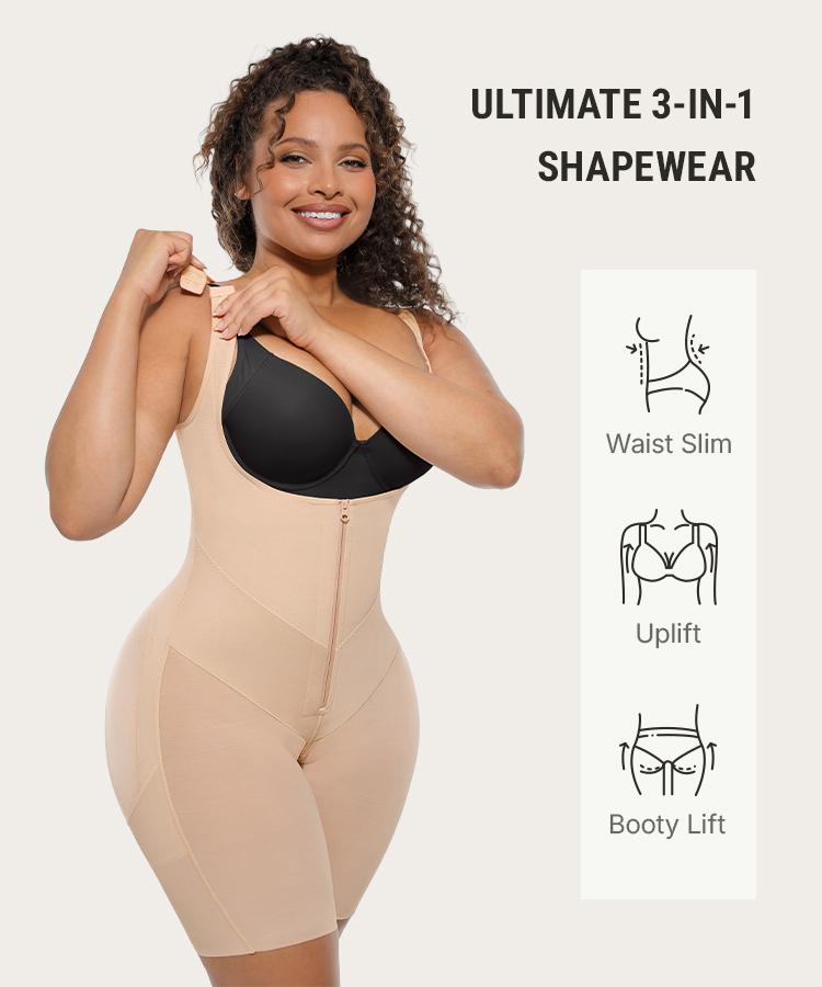 FeelinGirl Fajas Colombianas Shapewear for Women - Tummy Control Postpartum Bodysuit, Butt Lifting with U-Shaped Front & High Back Coverage Springtok