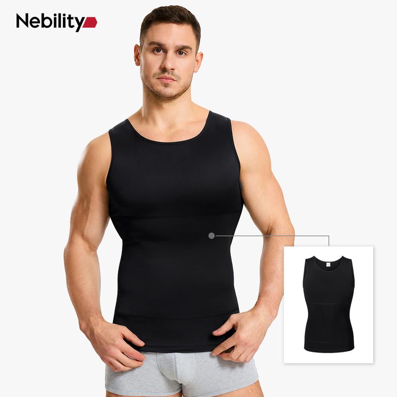 【Nebility】Men’s Compression Sleeveless Tank Top, Waist-Tightening Shaping Vest, 100% Biobased Eco-Friendly Fabric, Breathable Soft Anti-Pilling Sweat-Wicking, Ideal for Gym, Workout, Layering or Outerwear 【Nebility】Men’s Compression Sleeveless Tank Top, Waist-Tightening Shaping Vest, 100% Biobased Eco-Friendly Fabric, Breathable Soft Anti-Pilling Sweat-Wicking, Ideal for Gym, Workout, Layering or Outerwear