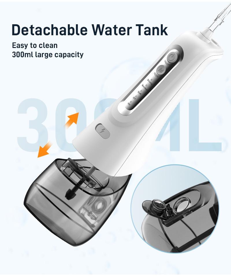 VUFVOID Classic Cordless Water Flosser, 4 Cleaning Modes, DIY Mode, USB Rechargeable, 300ml Big Tank, Oral Irrigator for Home and Travel Electric Teeth Cleaner Dental Scaler