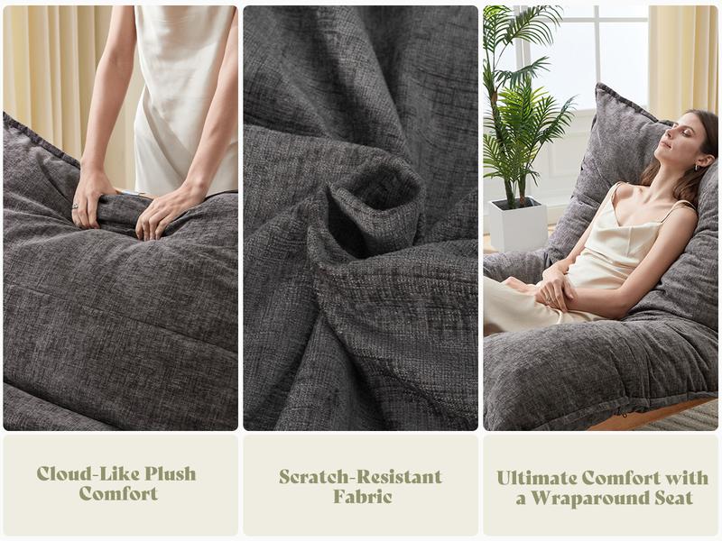 AMERLIFE 46" Oversized Sofa Chair, Modern Accent Chair, Sofa Style Bean Bag with Plush Cushion, Lazy Lounge for Living Room/Best Gift Ideas/Christmas Gifts