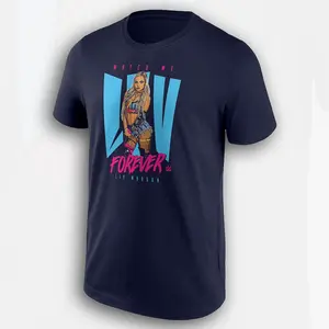 Men’s Navy Watch Me Liv Forever T-Shirt, Women’s Wrestling Star Inspired Graphic Tee, Bold Fan Apparel Shirt, Pro Wrestling Fan Gift, Unisex Cotton T-Shirt
