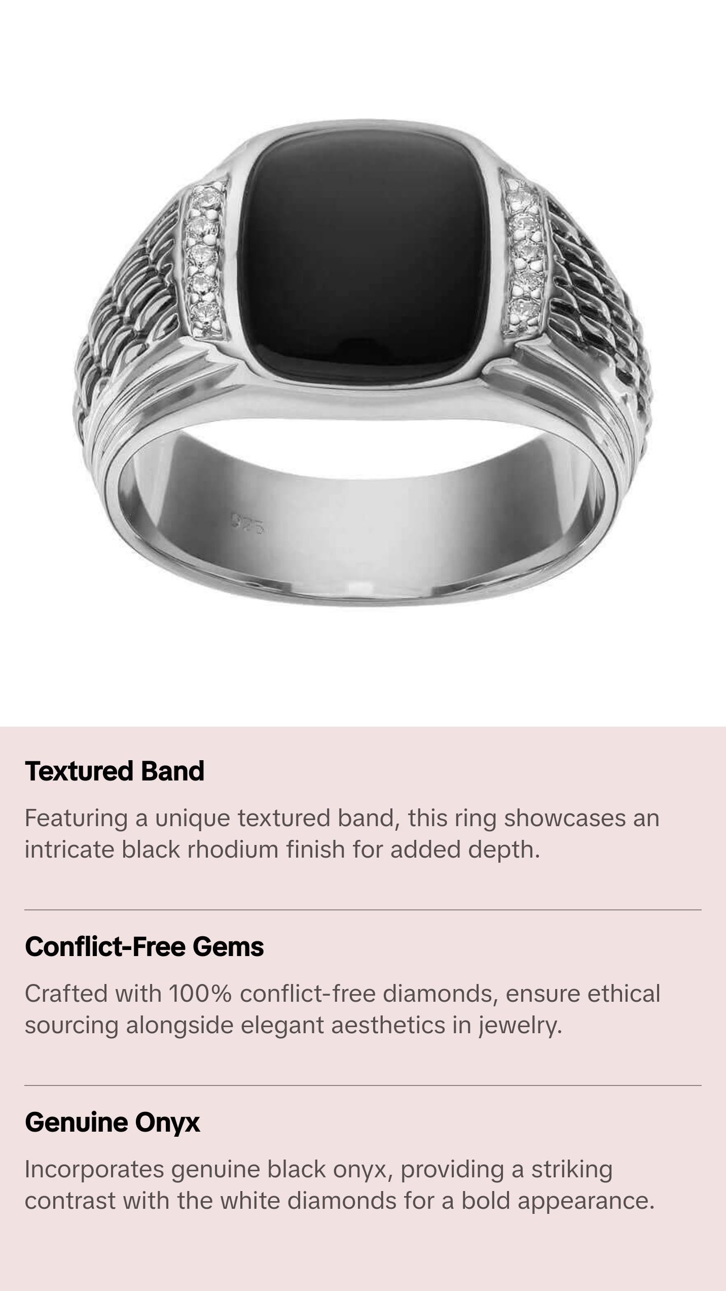 SilveRado™ for Mens 1/10 Carat T.W. Diamond & Onyx in Sterling Silver Ring - Men