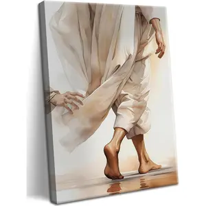 Jesus Canvas Wall Art, Christian Wall Decor of Woman Touching the Hem of Jesus' Garment, Inspirational Bible Scene Picture Print for Home, Church, or Prayer Room