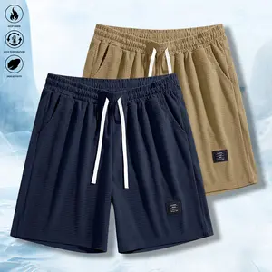 2-Pack men's American retro corduroy two-piece shorts summer loose solid color sports and leisure five-point pants pleated shorts, suitable for outdoor activities in all seasons