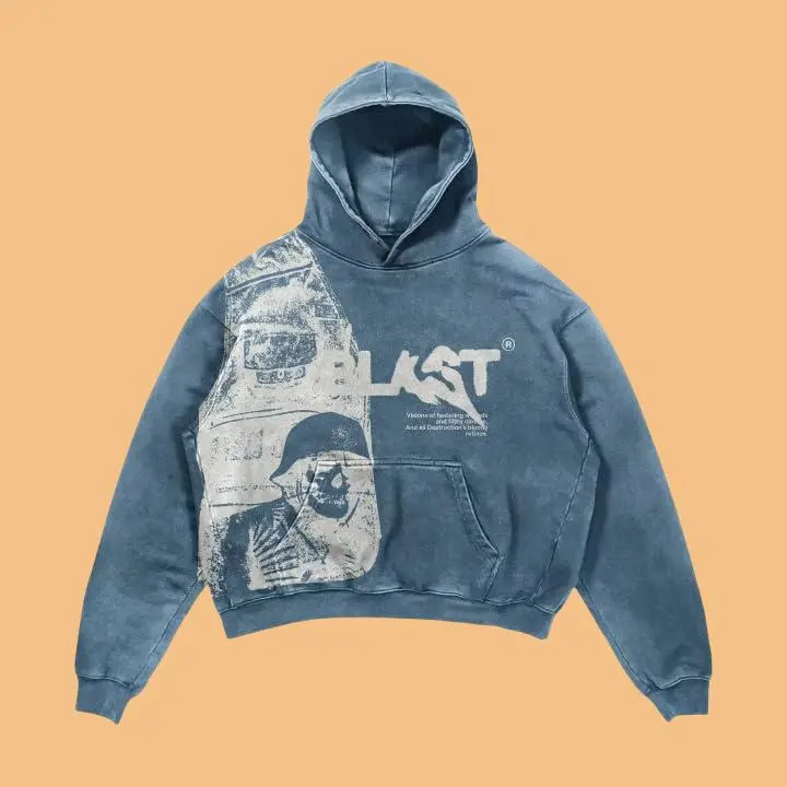 Street Fashion Brand Skull Pullover - Digital Print Casual Loose - Tops